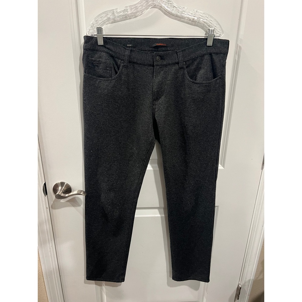 Alberto Mens Pants Pipe Cosy Jersey Regular Fit Dark Grey 33x32